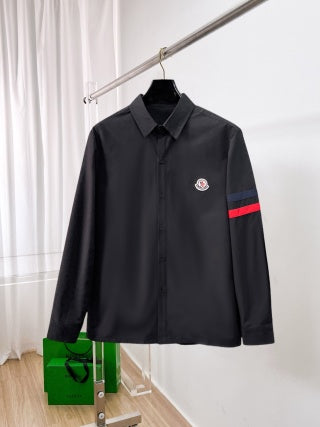 Moncler 2025 SS Pocket Webbing Patchwork Long-Sleeve Shirt — Black