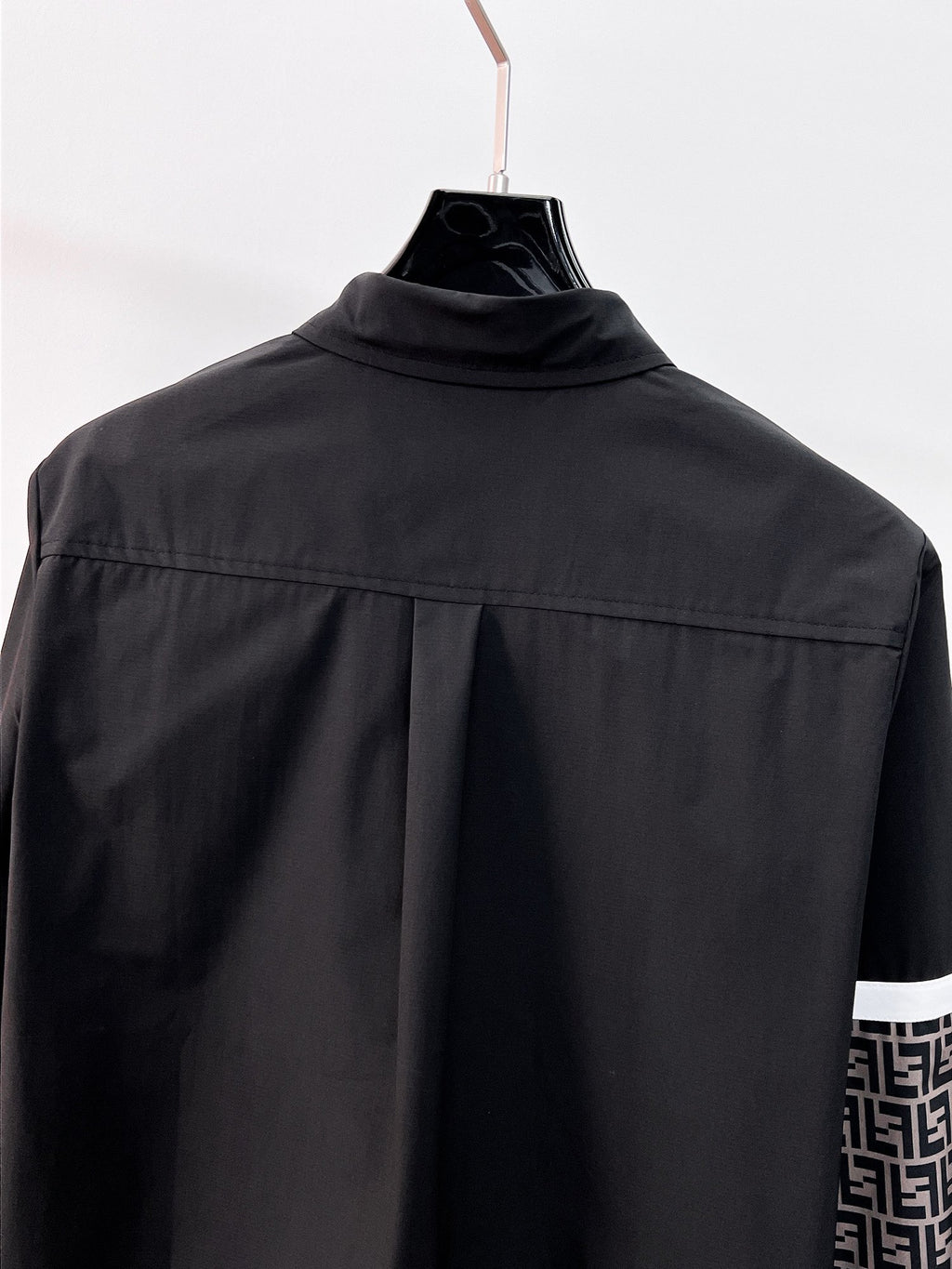 Fendi 2025 SS FF Monogram Patchwork Long-Sleeve Shirt — Black