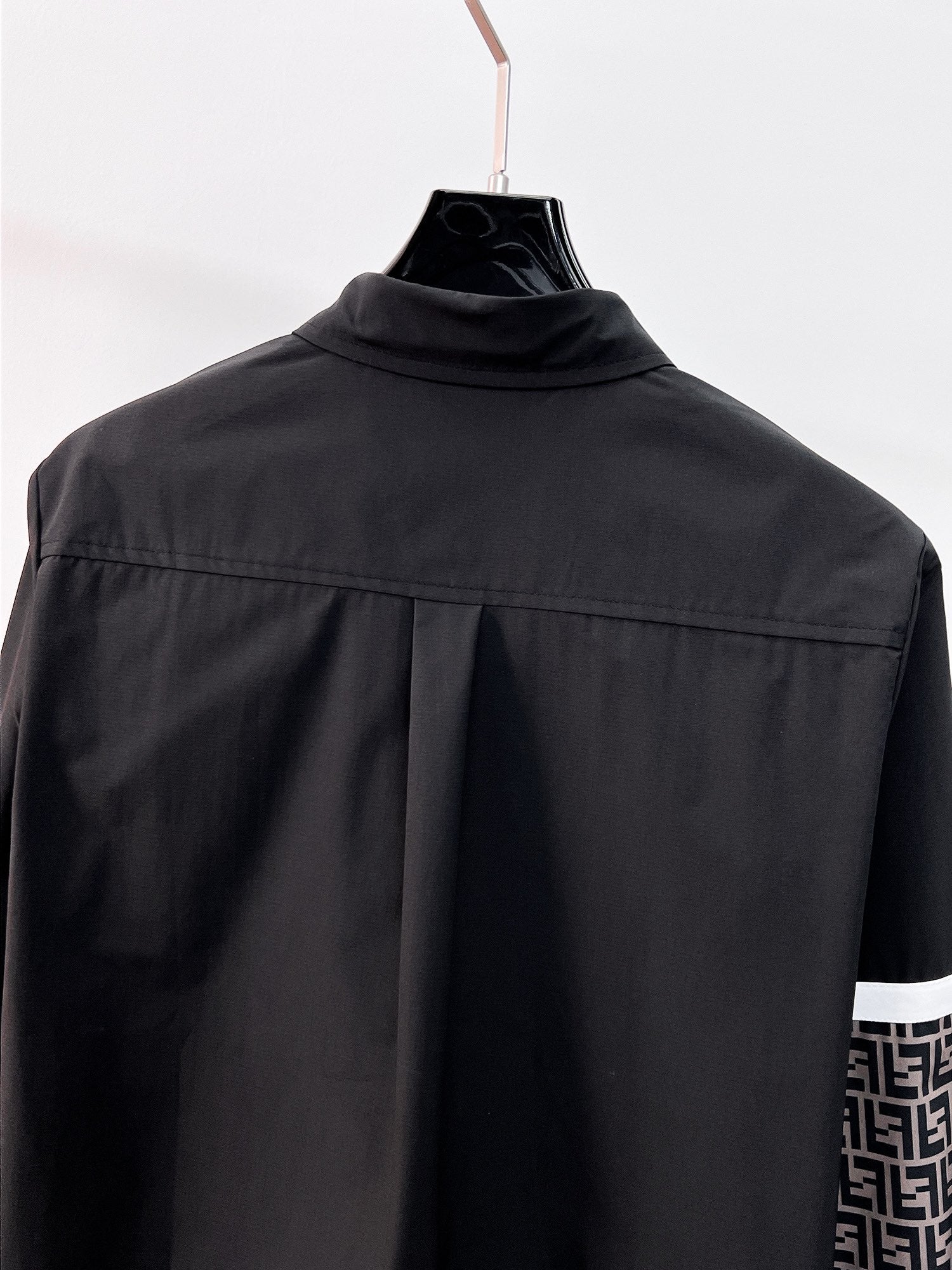 Fendi 2025 SS FF Monogram Patchwork Long-Sleeve Shirt — Black