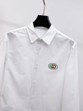 Gucci 2026 SS GG Oval Emblem Web Stripe Long-Sleeve Shirt — White