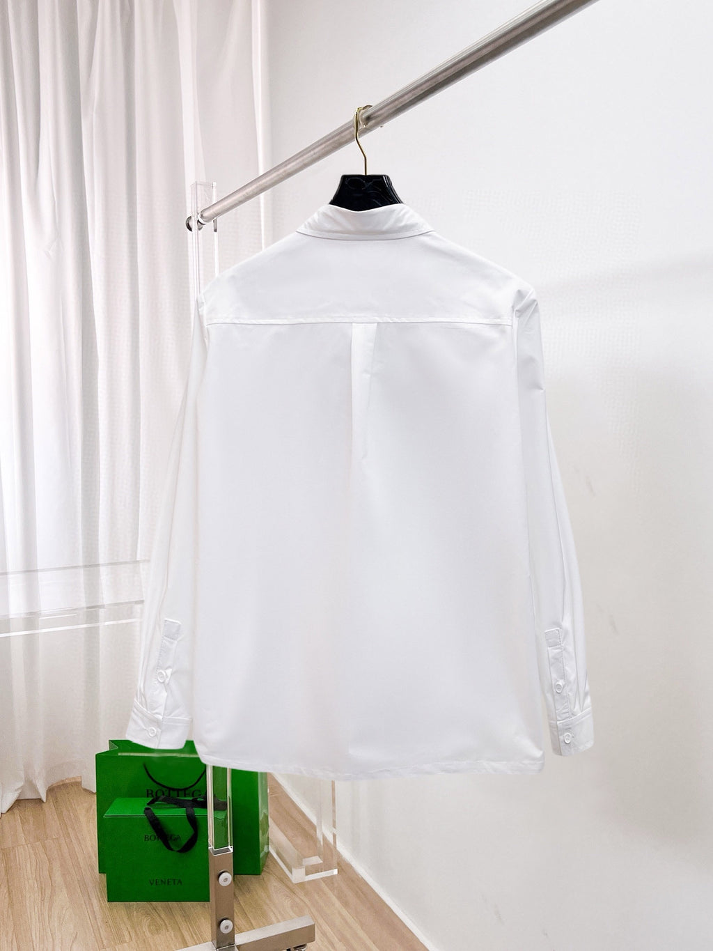 Prada 2026 SS Triangle Logo Line-Print Long-Sleeve Shirt — White
