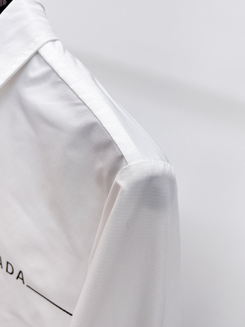 Prada 2026 SS Triangle Logo Line-Print Long-Sleeve Shirt — White