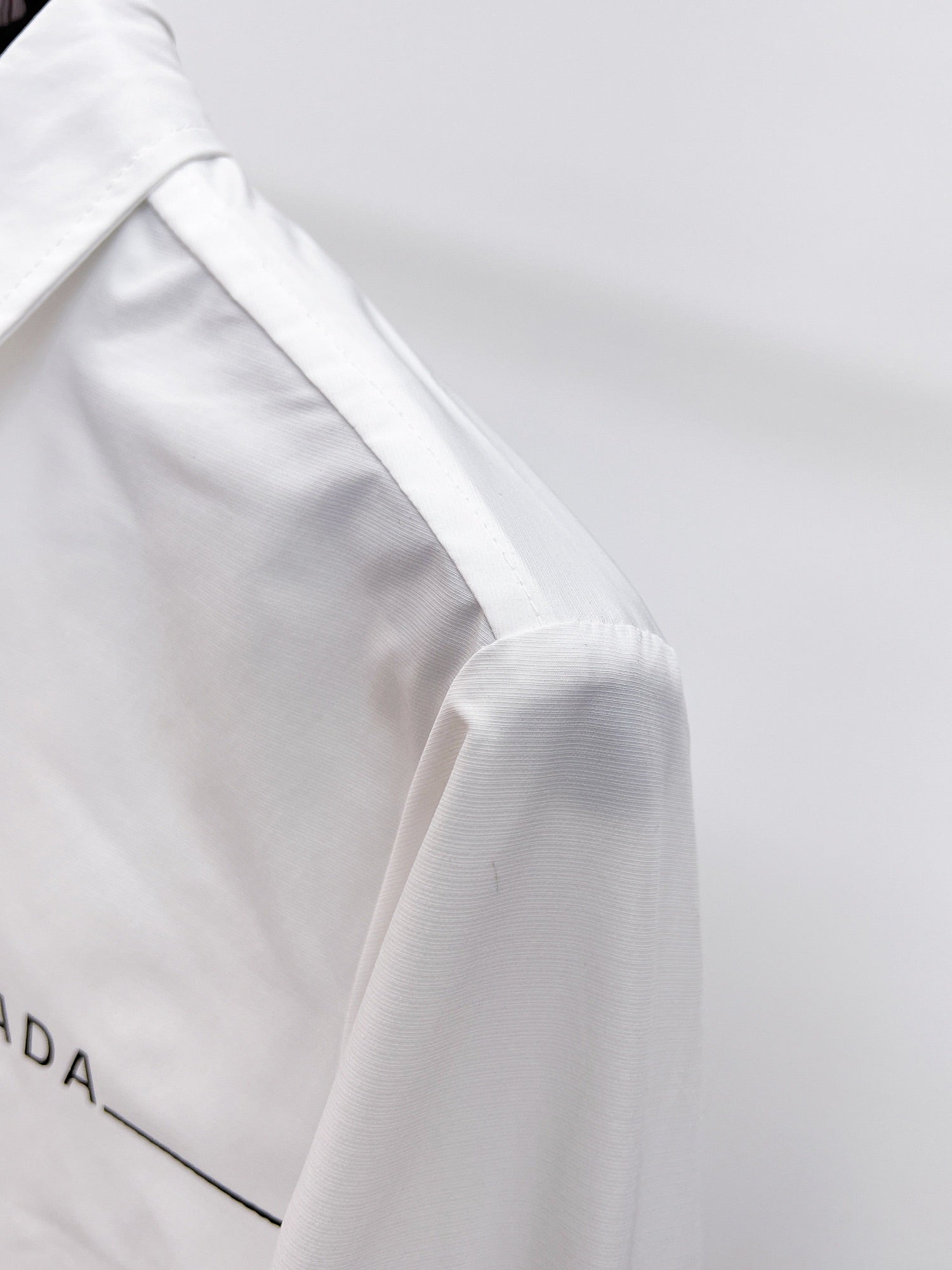 Prada 2026 SS Triangle Logo Line-Print Long-Sleeve Shirt — White
