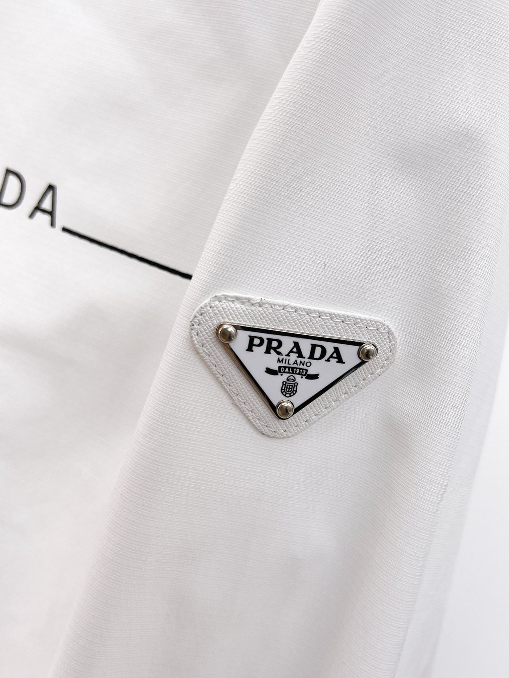 Prada 2026 SS Triangle Logo Line-Print Long-Sleeve Shirt — White