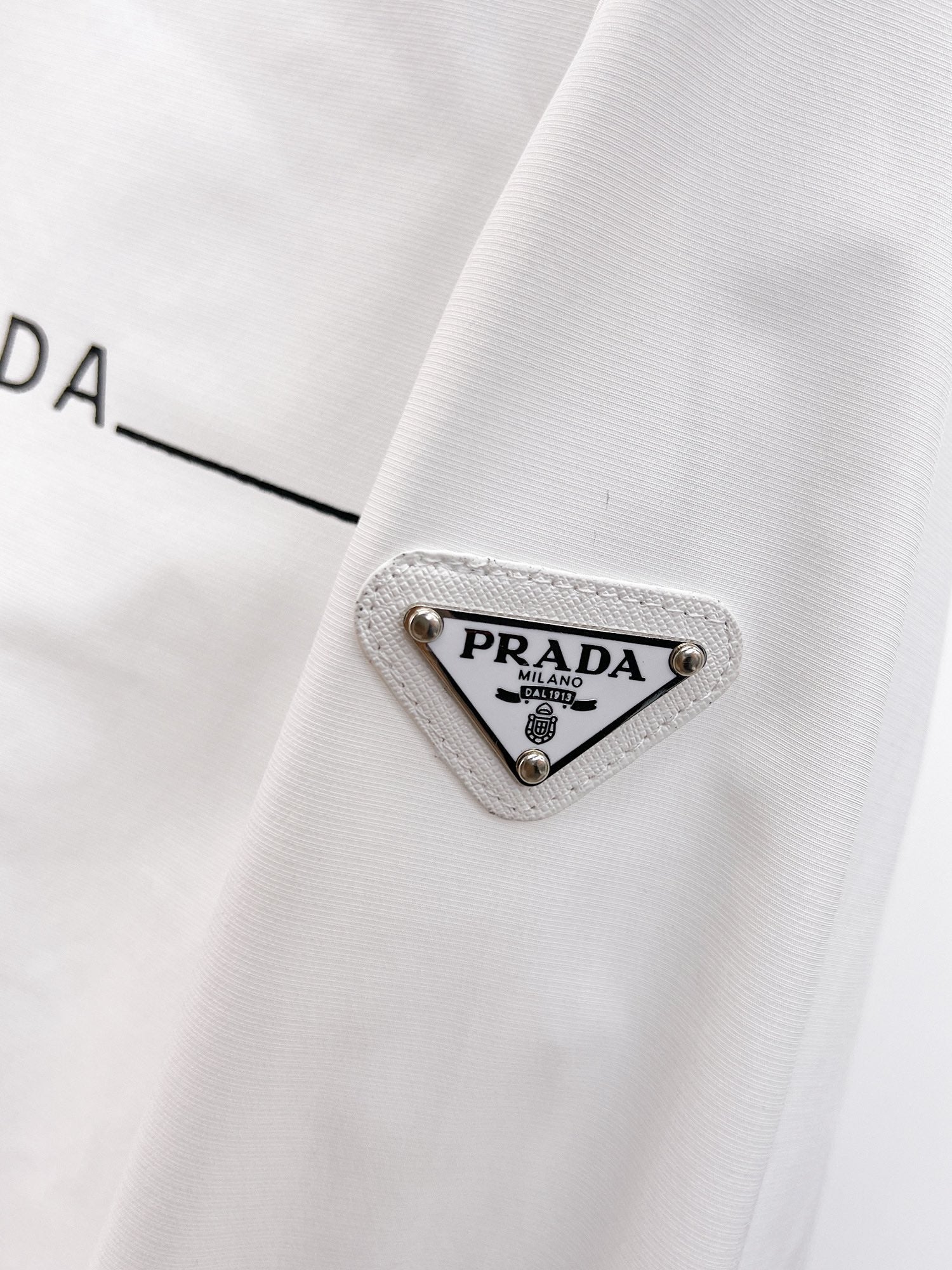 Prada 2026 SS Triangle Logo Line-Print Long-Sleeve Shirt — White
