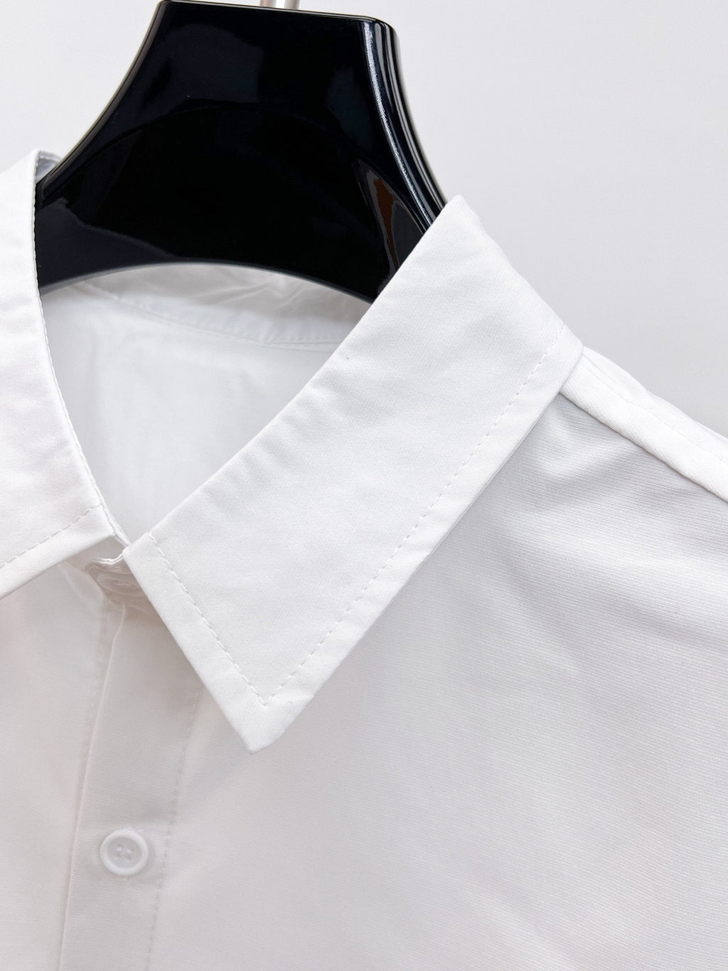 Prada 2026 SS Triangle Logo Line-Print Long-Sleeve Shirt — White