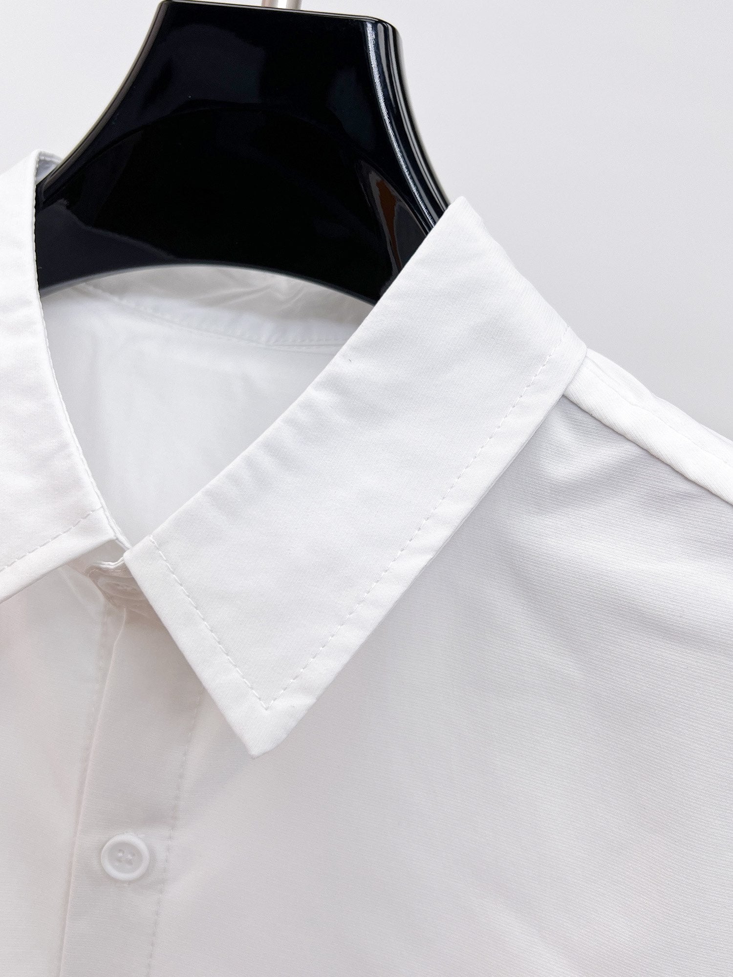 Prada 2026 SS Triangle Logo Line-Print Long-Sleeve Shirt — White