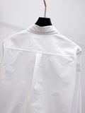 Prada 2026 SS Triangle Logo Line-Print Long-Sleeve Shirt — White