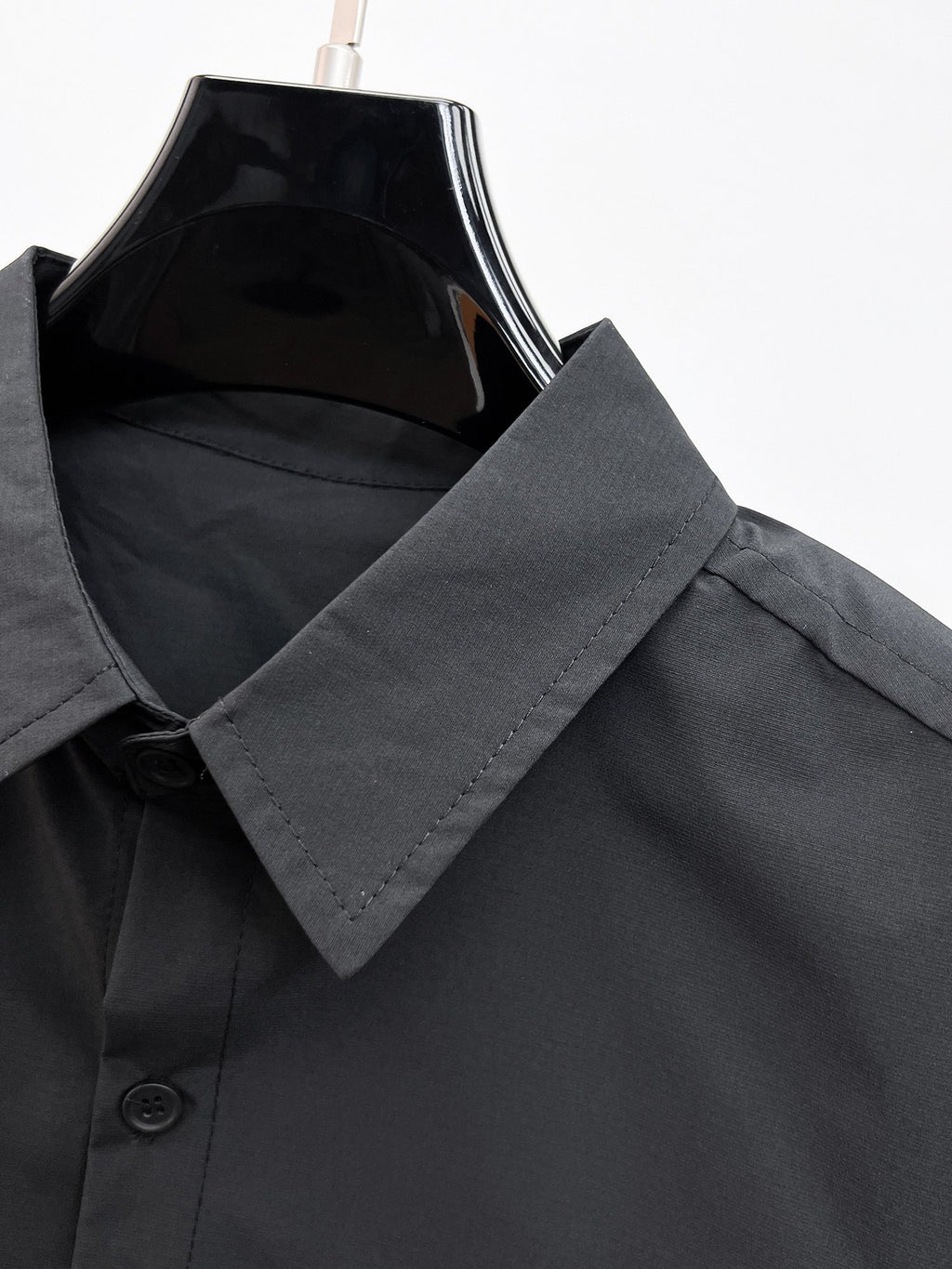 Prada 2026 SS Triangle Logo Line-Print Long-Sleeve Shirt — Black