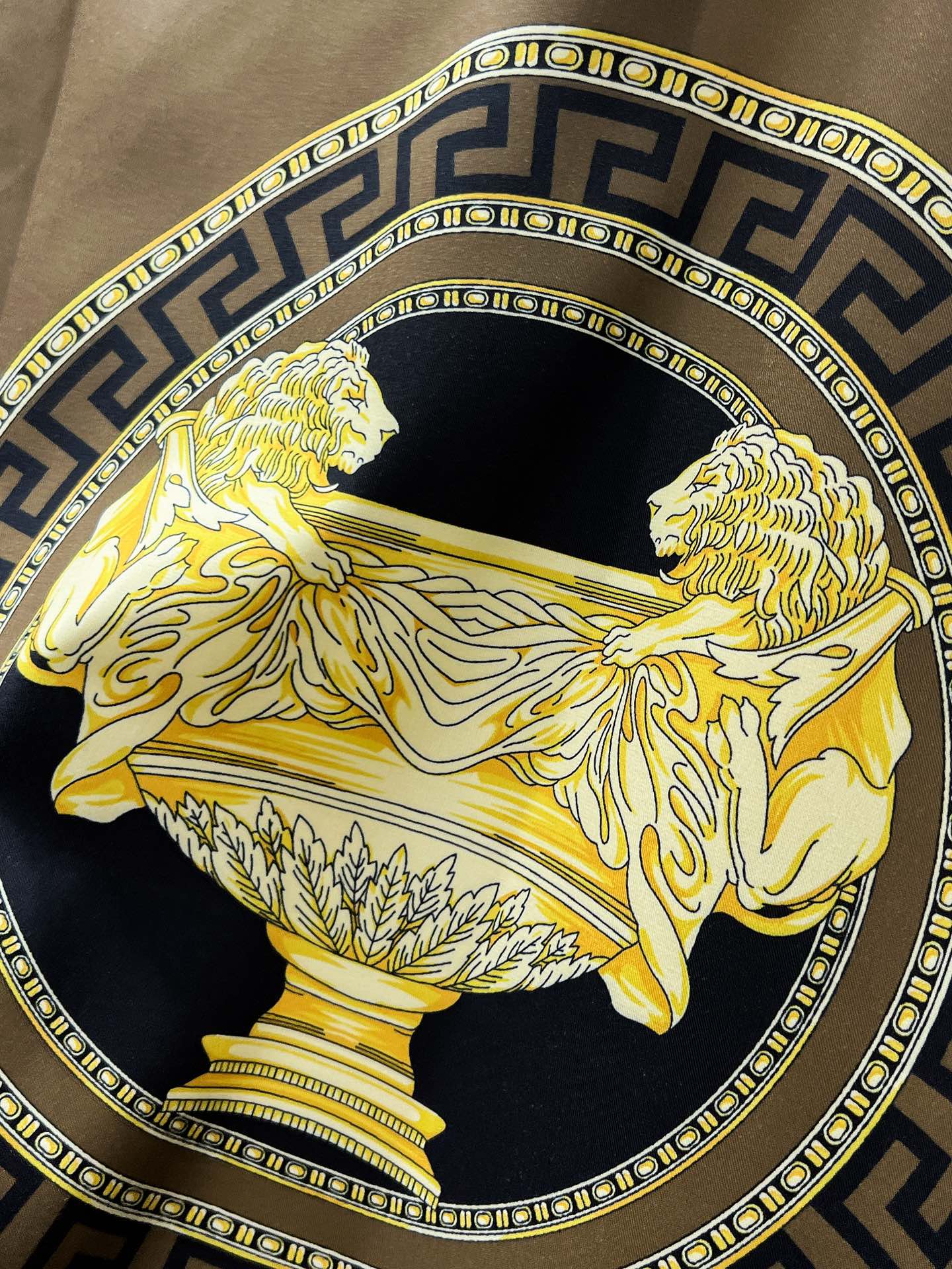 Versace 2026 SS Baroque Medusa Greca Long-Sleeve Shirt — Black/Gold