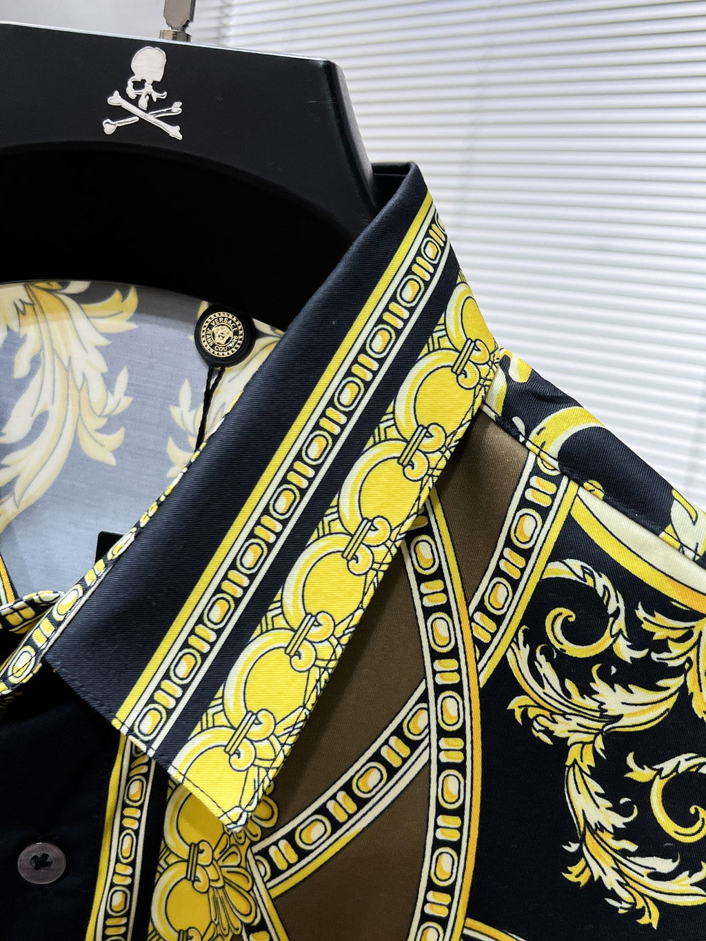 Versace 2026 SS Baroque Medusa Greca Long-Sleeve Shirt — Black/Gold