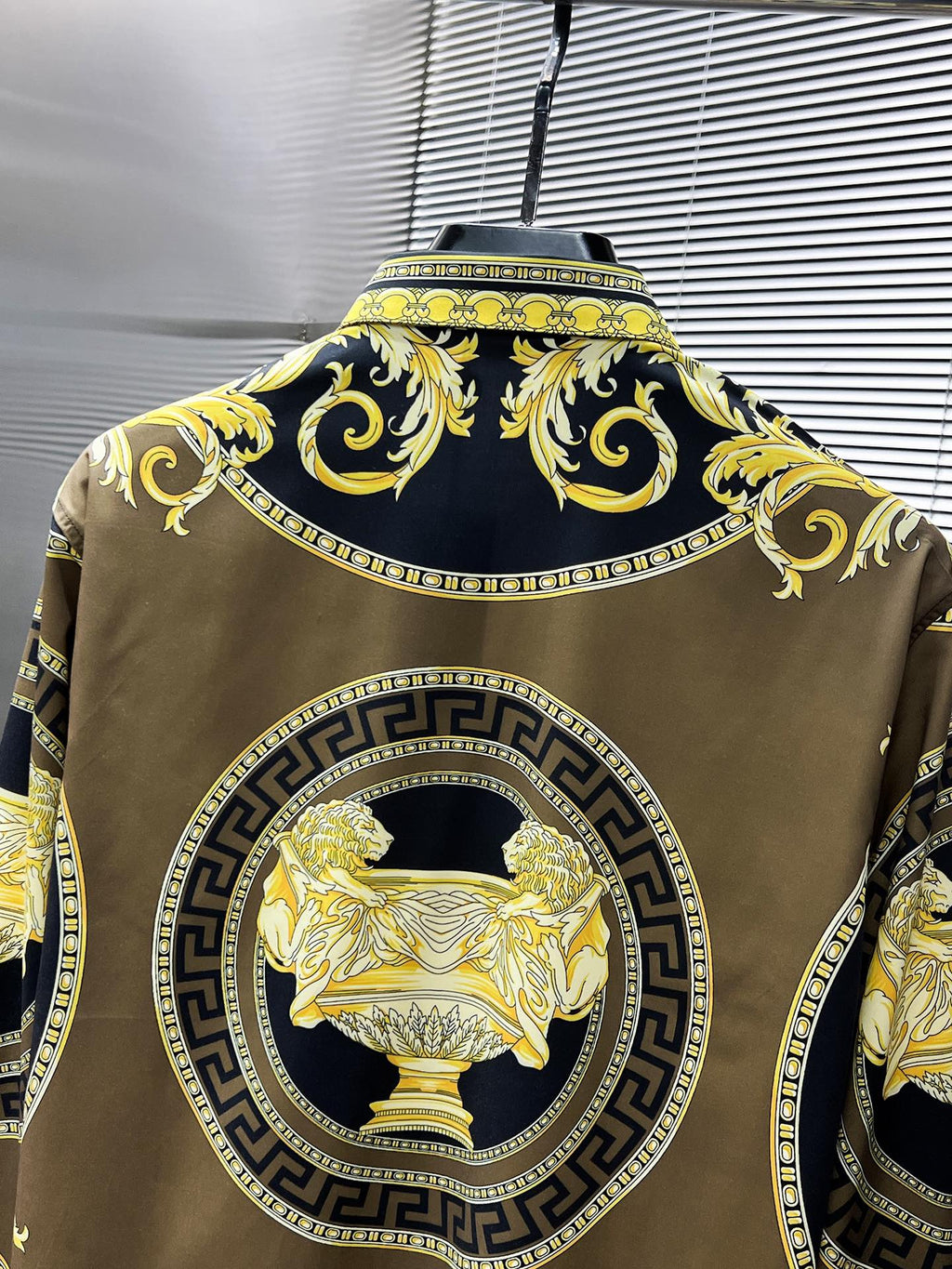 Versace 2026 SS Baroque Medusa Greca Long-Sleeve Shirt — Black/Gold