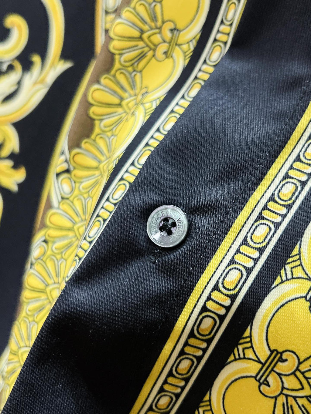 Versace 2026 SS Baroque Medusa Greca Long-Sleeve Shirt — Black/Gold