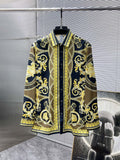 Versace 2026 SS Baroque Medusa Greca Long-Sleeve Shirt — Black/Gold