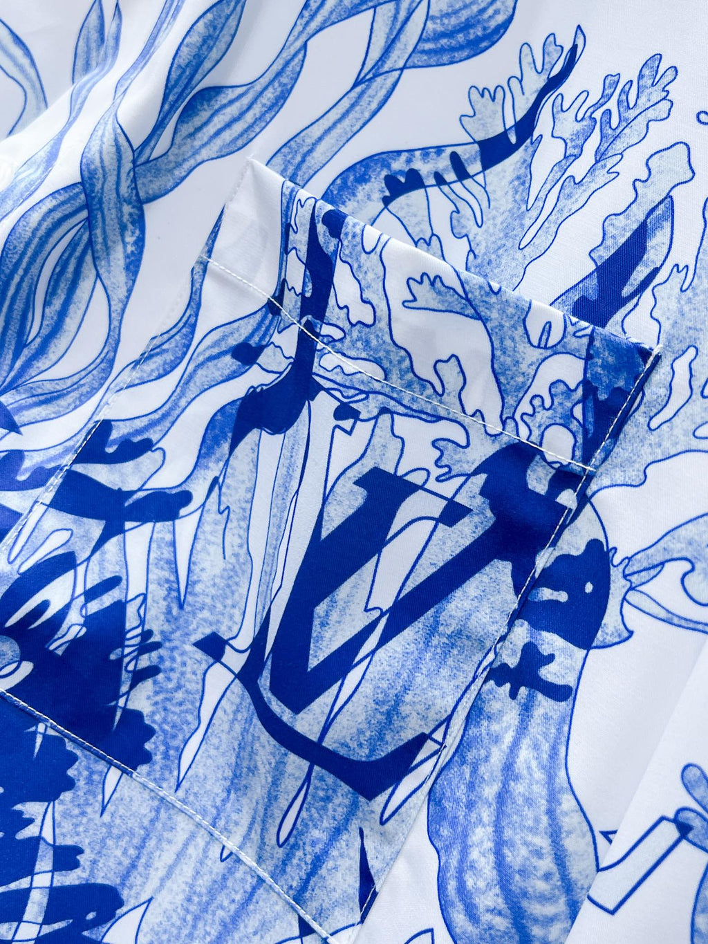 Louis Vuitton Blue Porcelain Botanical Shirt