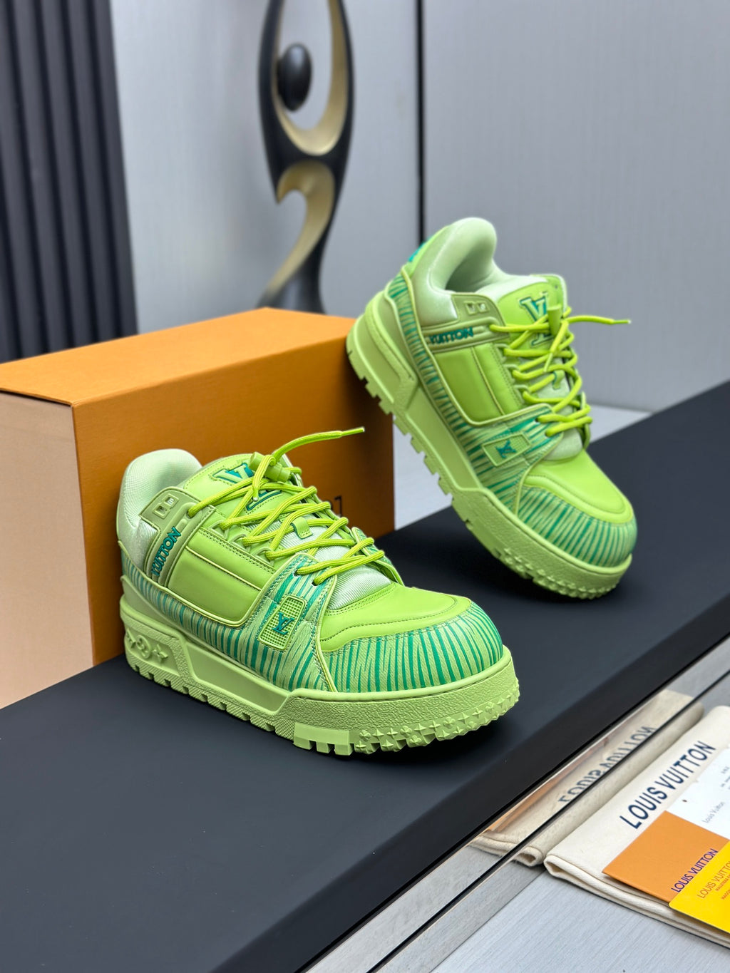 Louis Vuitton LV Trainer Sneakers - Neon Green/Lime