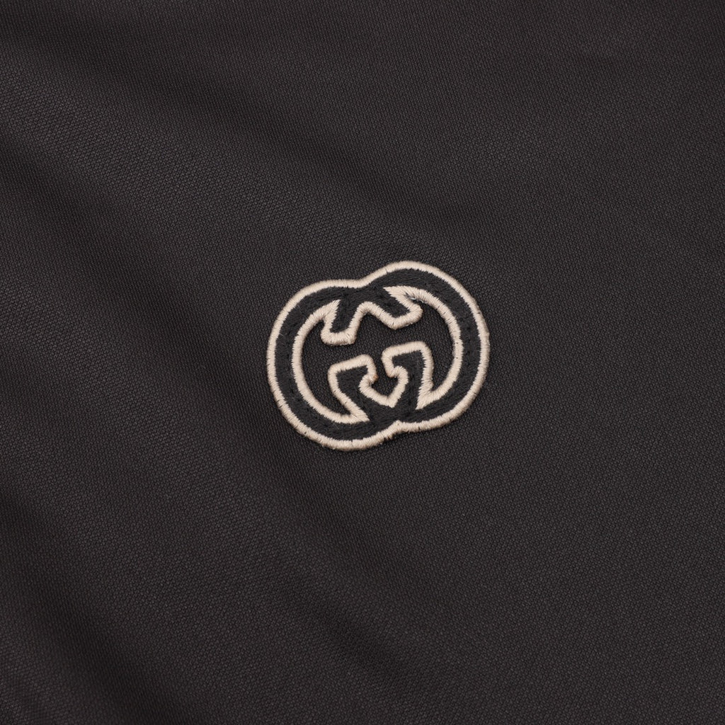 Gucci Interlocking GG Embroidered Half-Zip Cotton Sweatshirt — Black