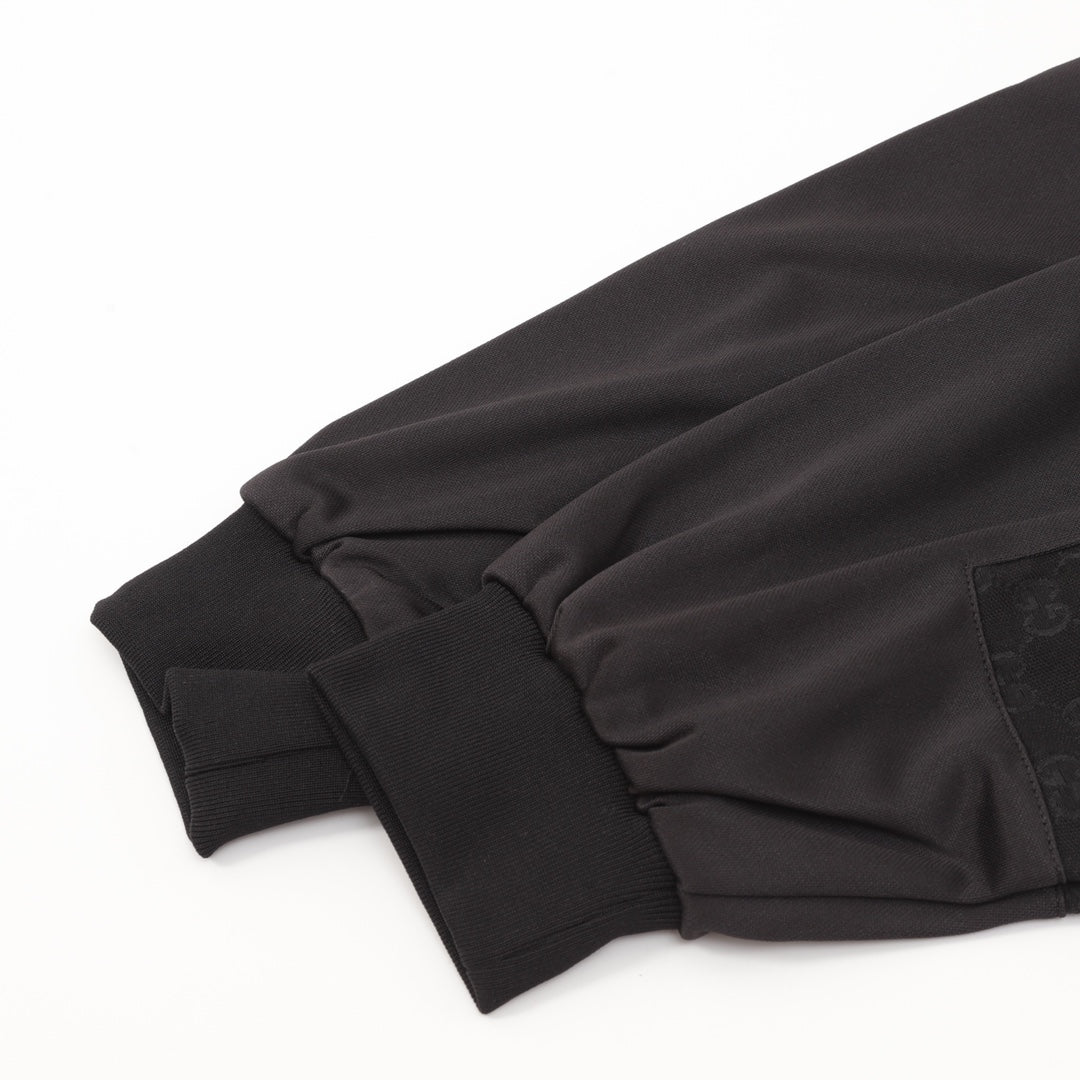 Gucci Interlocking GG Embroidered Half-Zip Cotton Sweatshirt — Black