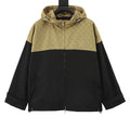 Gucci GG Jacquard Canvas Colourblock Hooded Windbreaker Jacket — Beige/Black