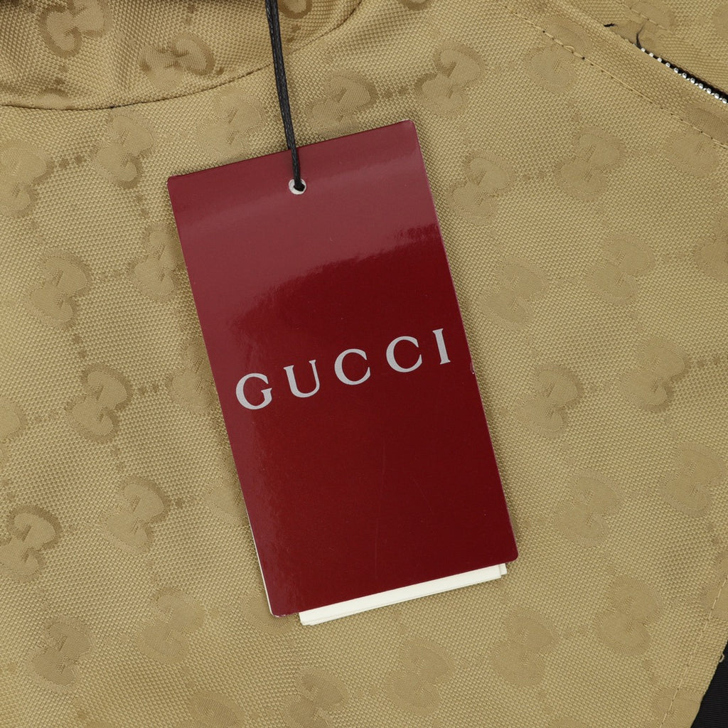 Gucci GG Jacquard Canvas Colourblock Hooded Windbreaker Jacket — Beige/Black