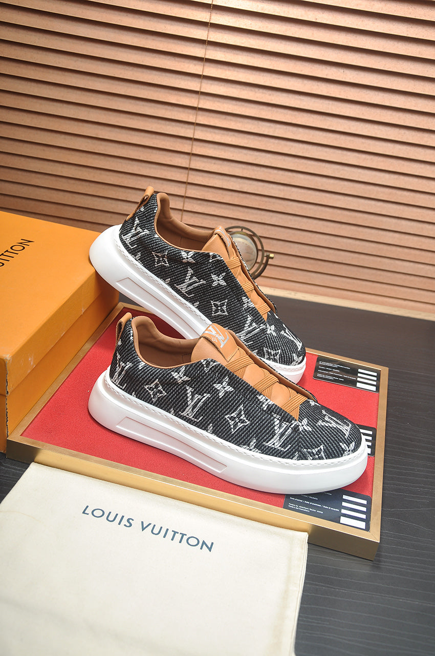 Louis Vuitton Slip-On Sneakers - Charcoal Denim Monogram