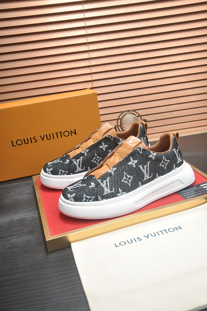 Louis Vuitton Slip-On Sneakers - Charcoal Denim Monogram