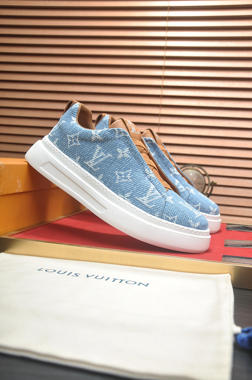Louis Vuitton Denim Low-Top Sneakers - Light Blue