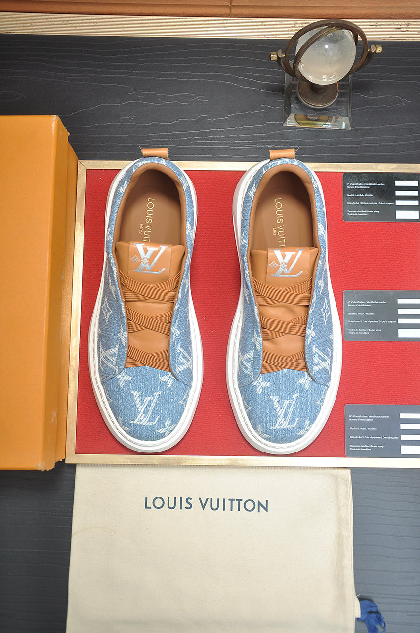 Louis Vuitton Denim Low-Top Sneakers - Light Blue