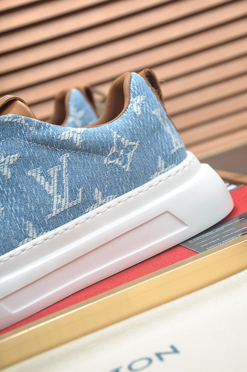 Louis Vuitton Denim Low-Top Sneakers - Light Blue