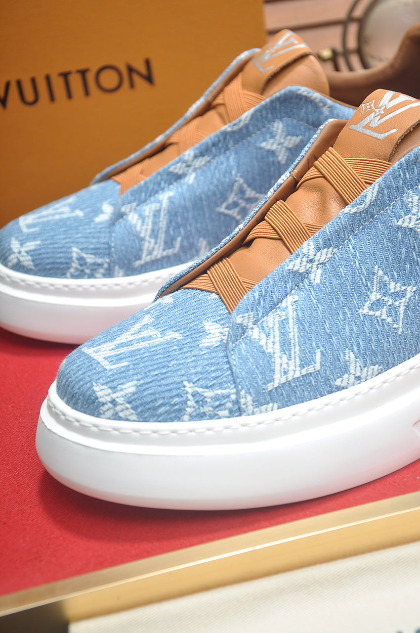 Louis Vuitton Denim Low-Top Sneakers - Light Blue