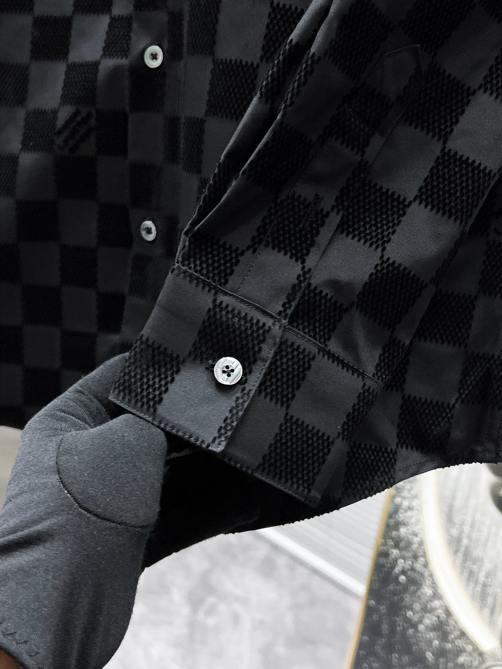 Mastermind Japan Checkered Skull Logo Shirt - Black
