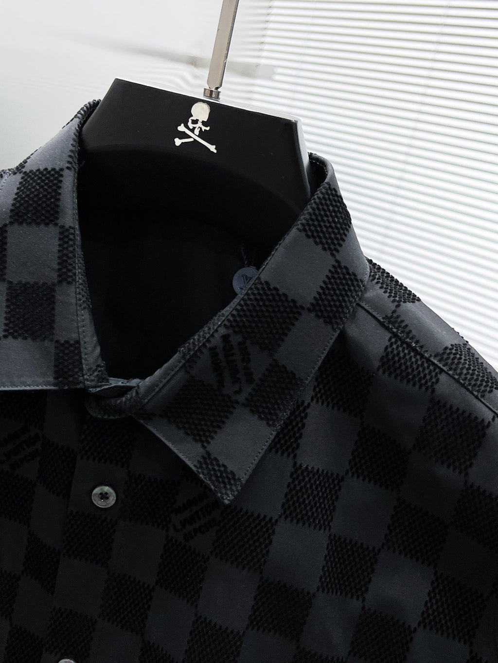 Mastermind Japan Checkered Skull Logo Shirt - Black
