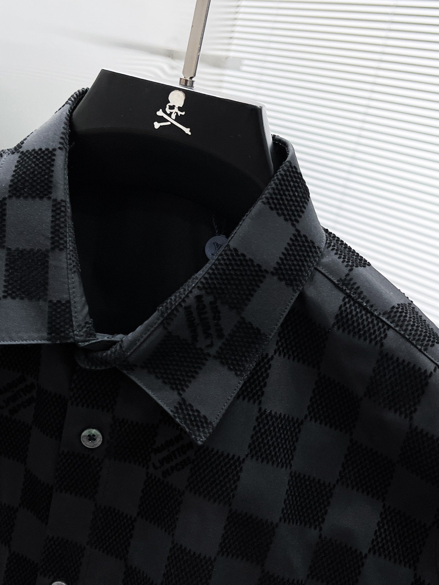 Mastermind Japan Checkered Skull Logo Shirt - Black