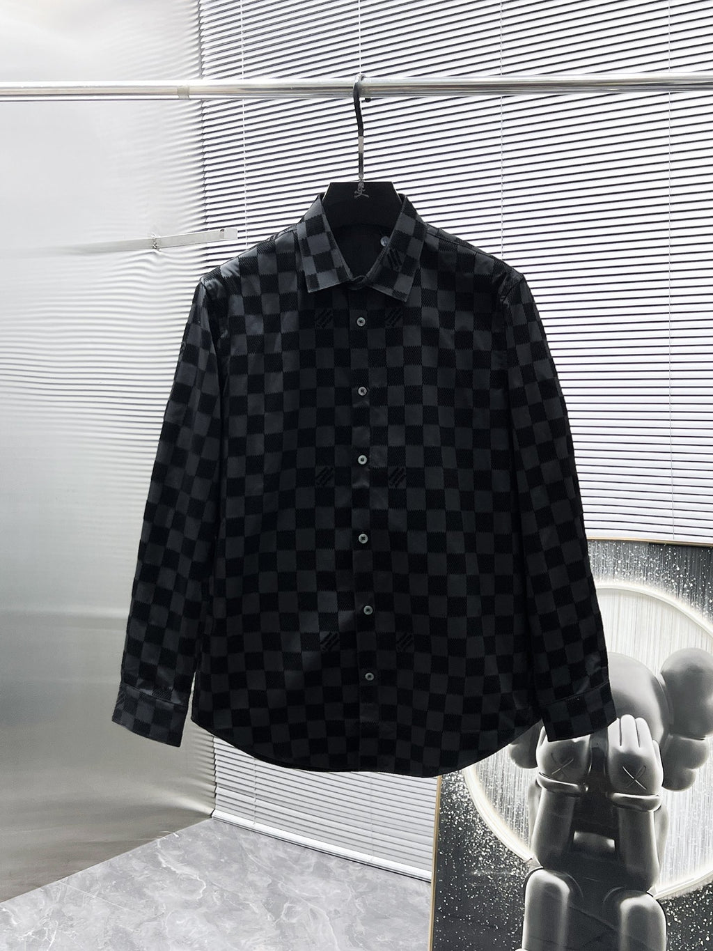 Mastermind Japan Checkered Skull Logo Shirt - Black