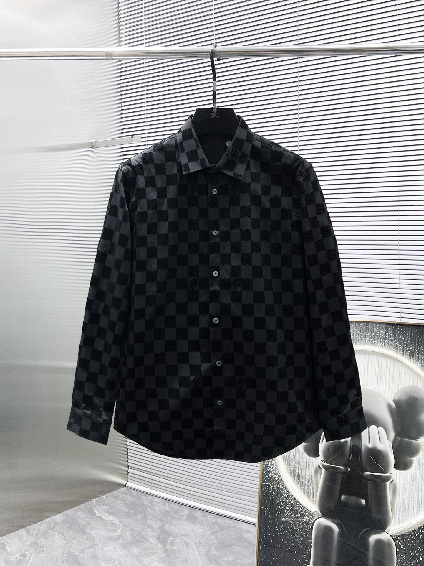 Mastermind Japan Checkered Skull Logo Shirt - Black