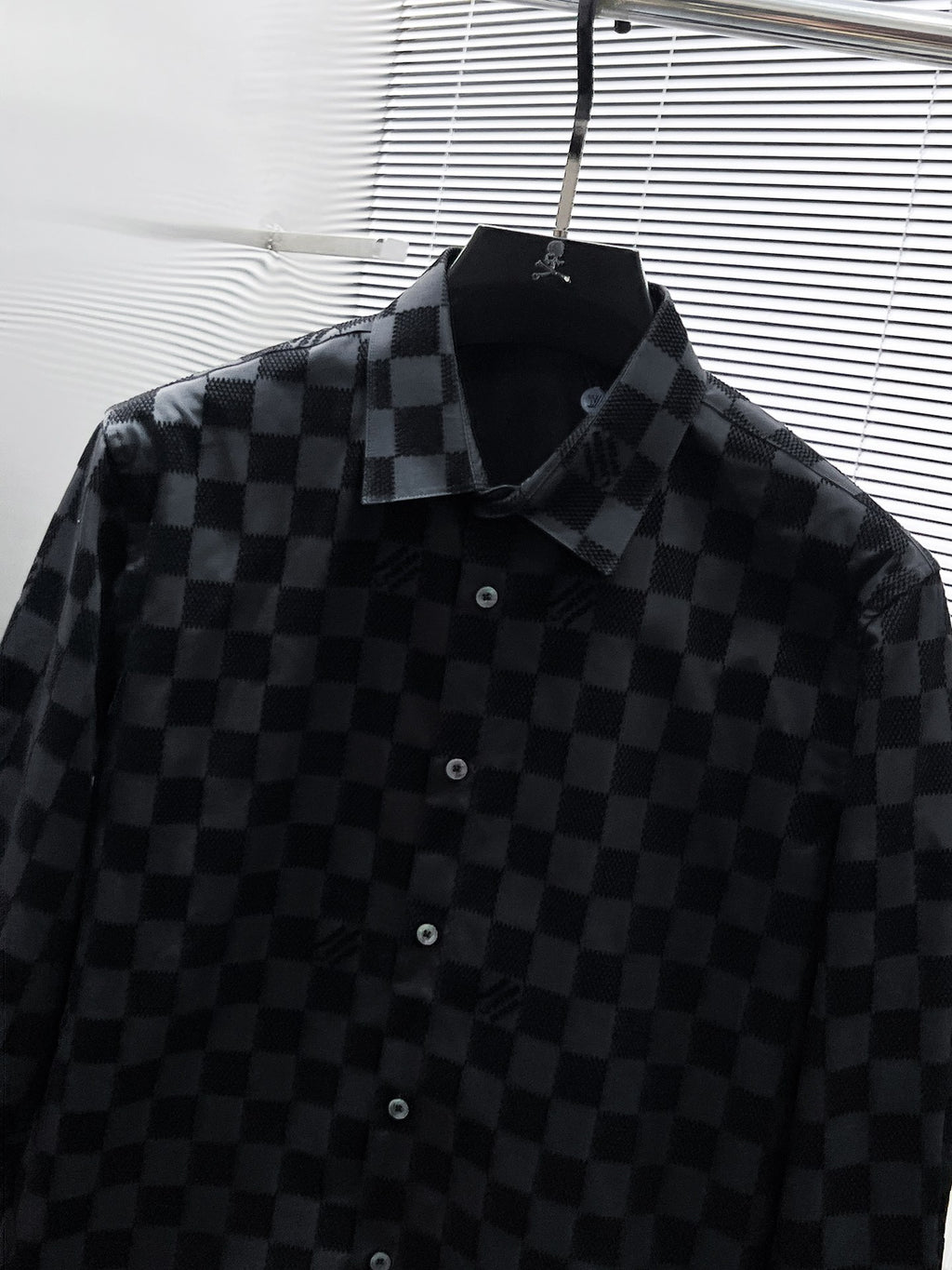 Mastermind Japan Checkered Skull Logo Shirt - Black
