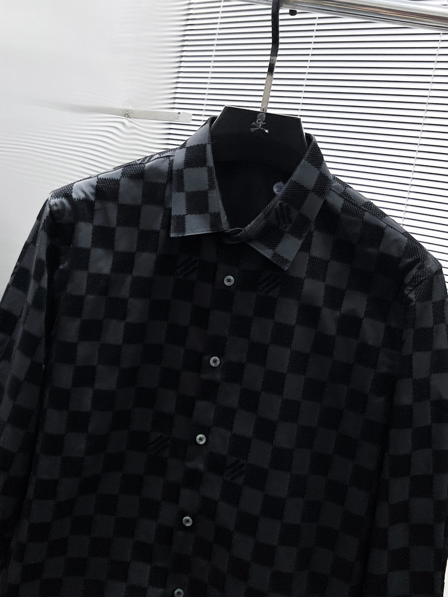 Mastermind Japan Checkered Skull Logo Shirt - Black