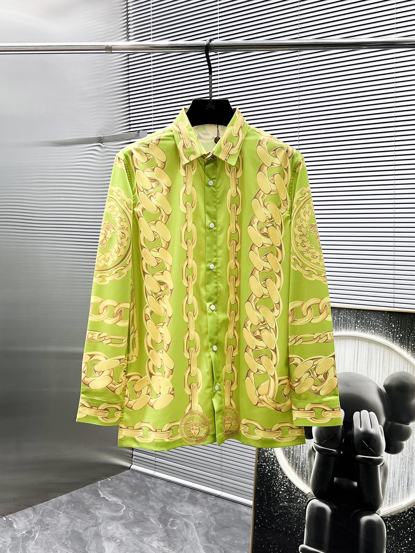 Versace Chain Print Medusa Logo Shirt - Black & White