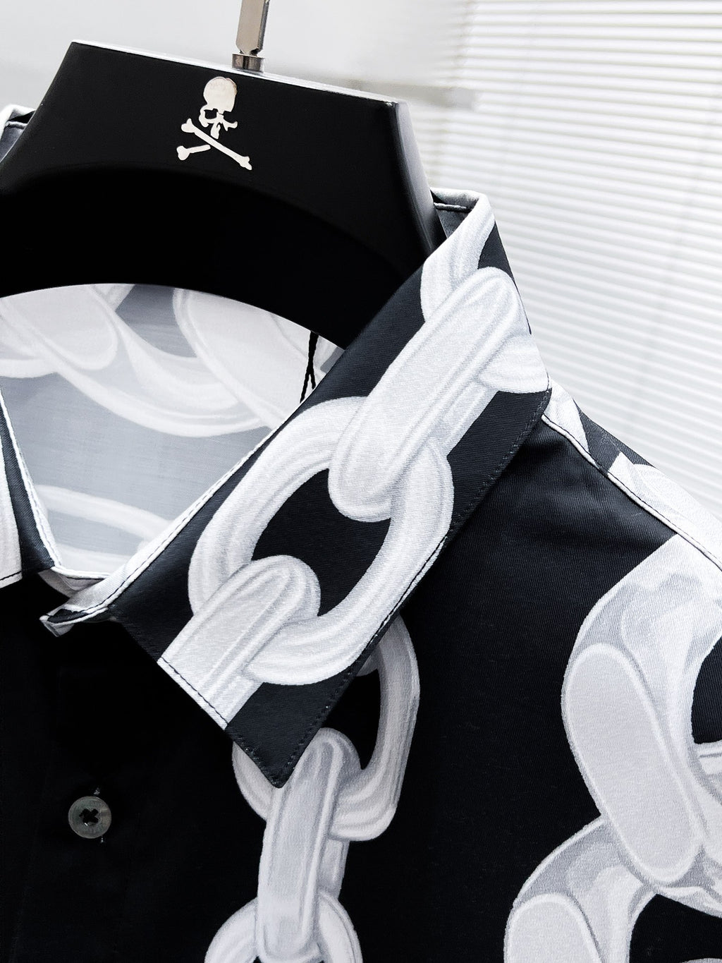 Versace Chain Print Medusa Logo Shirt - Black & White