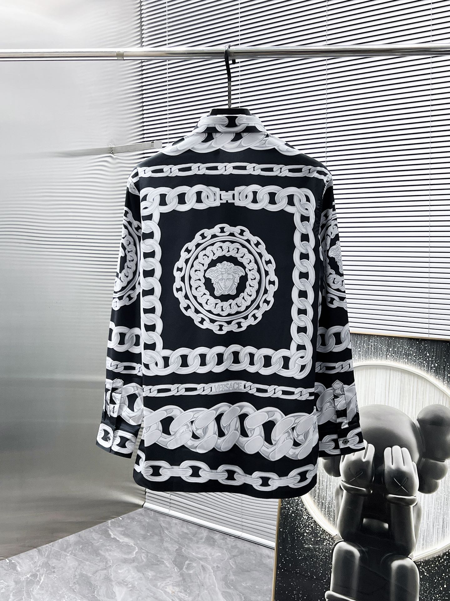 Versace Chain Print Medusa Logo Shirt - Black & White