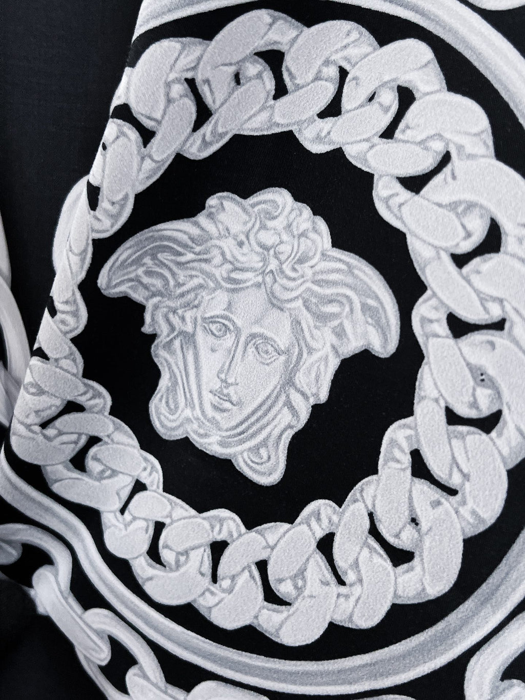 Versace Chain Print Medusa Logo Shirt - Black & White
