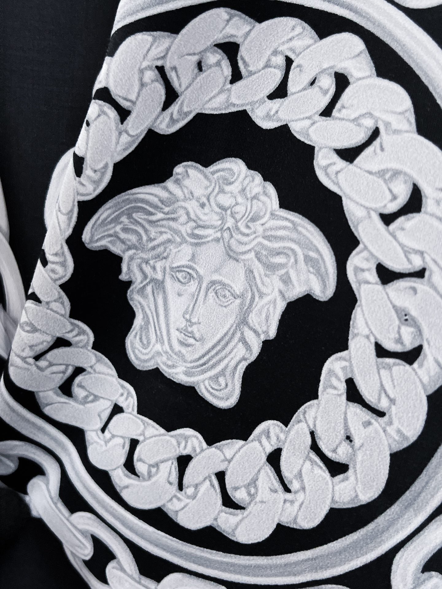 Versace Chain Print Medusa Logo Shirt - Black & White