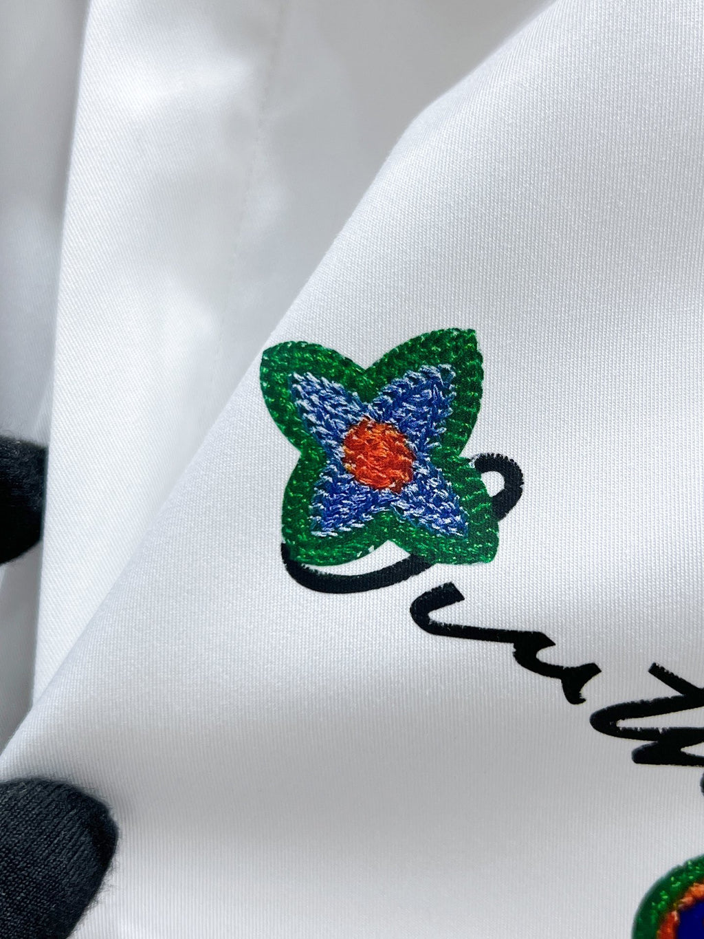 Louis Vuitton Embroidered Flower Logo Shirt - White