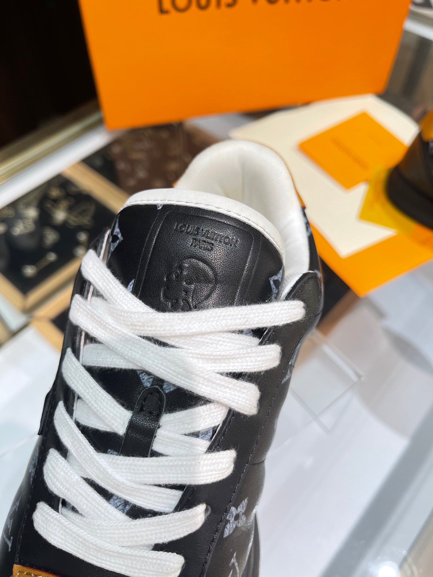 Louis Vuitton Sneakers - Black/Grey Monogram with Gold Accent