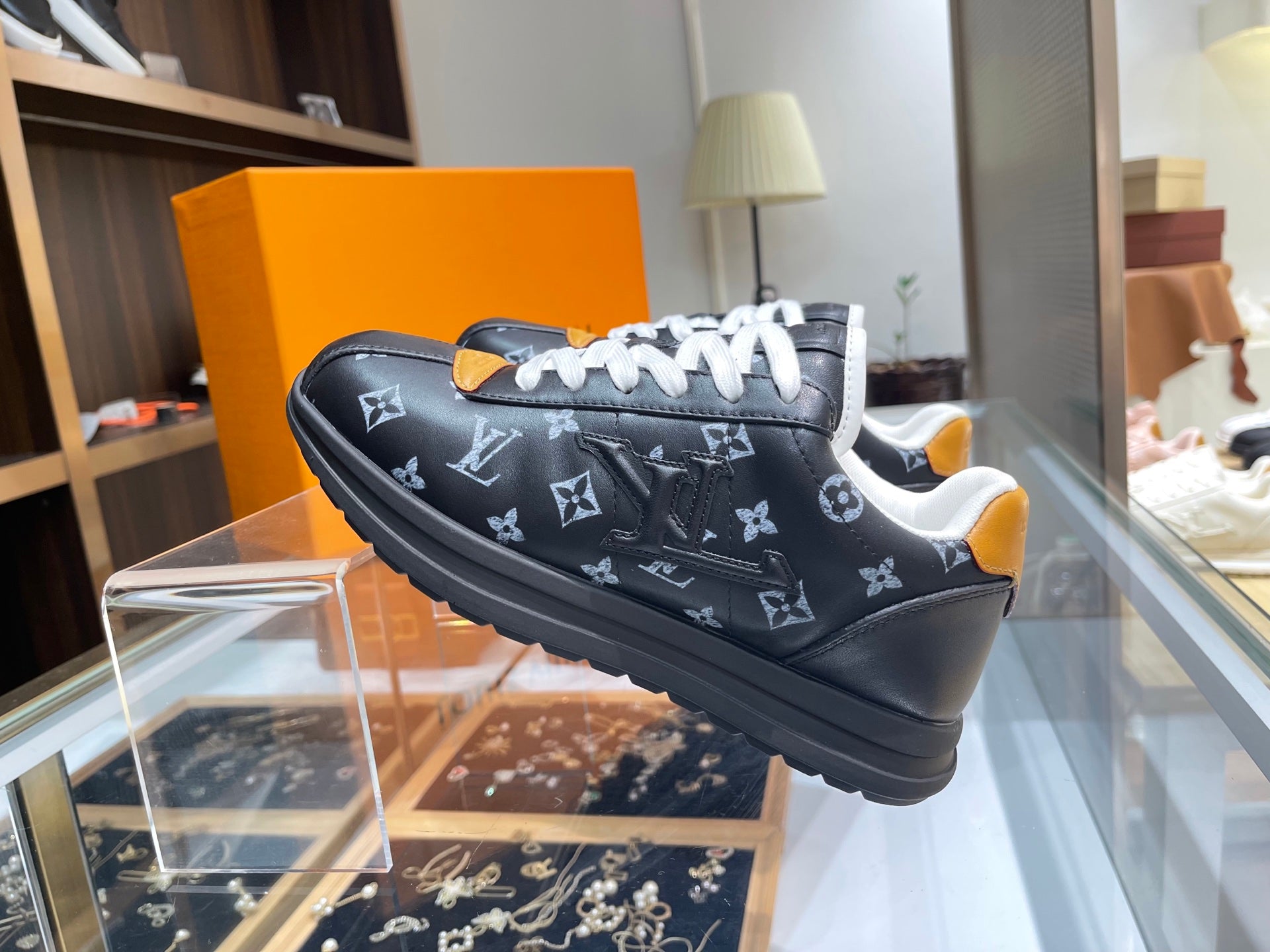 Louis Vuitton Sneakers - Black/Grey Monogram with Gold Accent