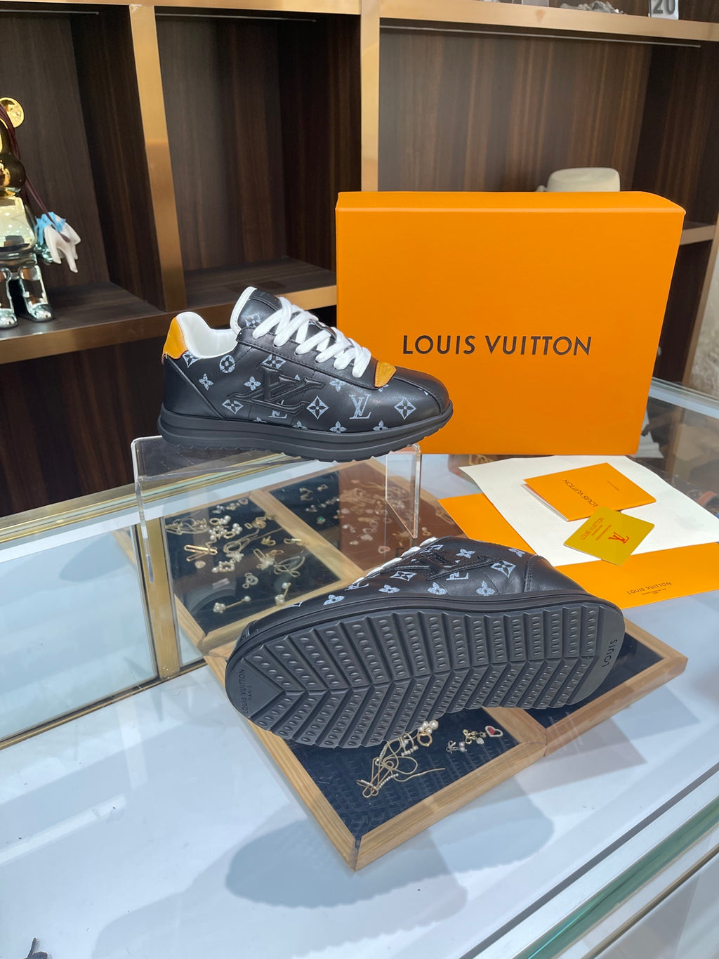 Louis Vuitton Sneakers - Black/Grey Monogram with Gold Accent