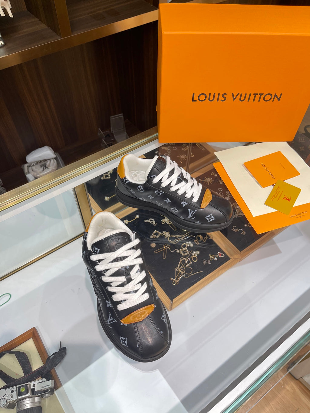 Louis Vuitton Sneakers - Black/Grey Monogram with Gold Accent