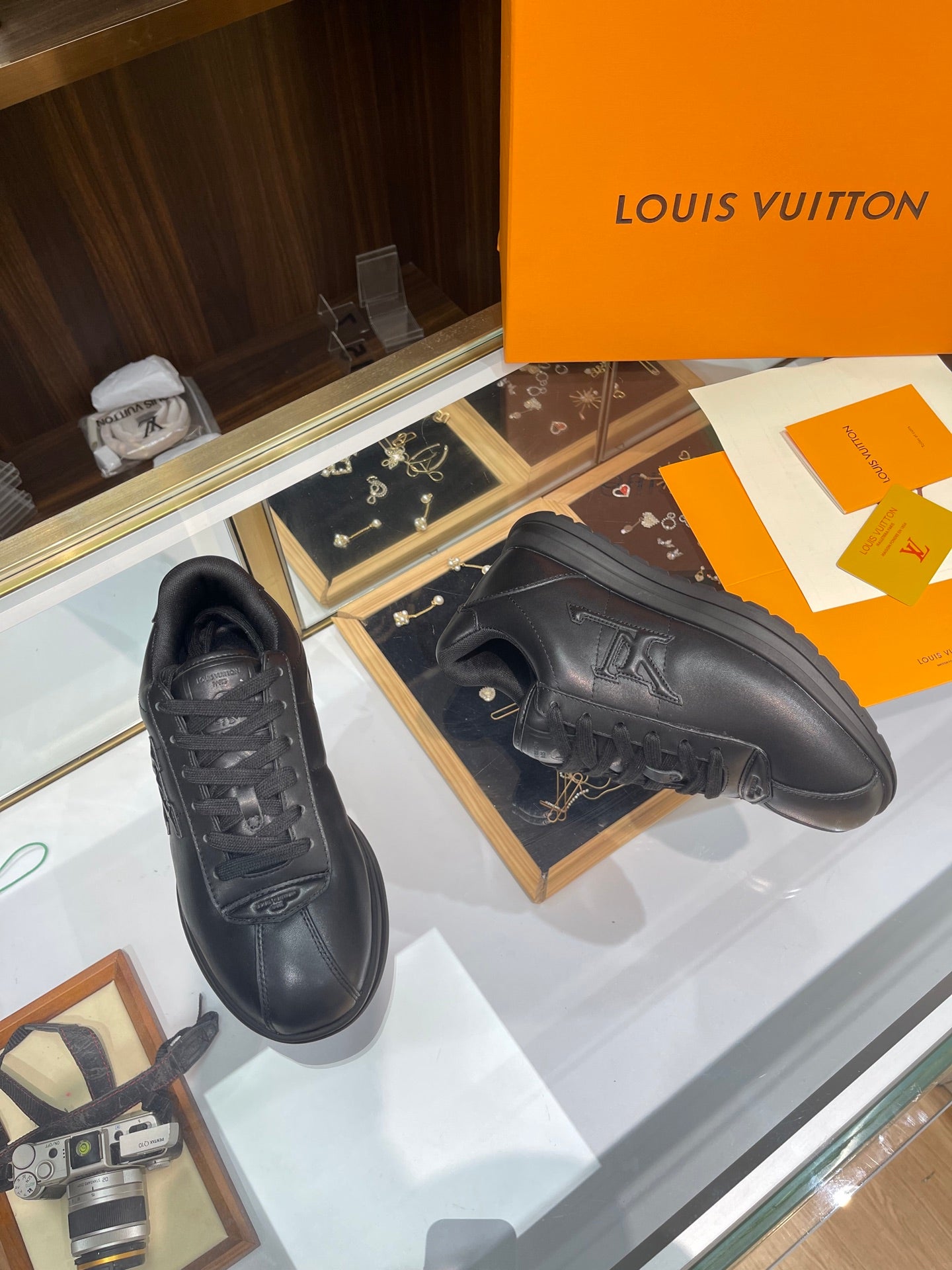 Louis Vuitton Sneakers - All-Black with Embossed LV Logo