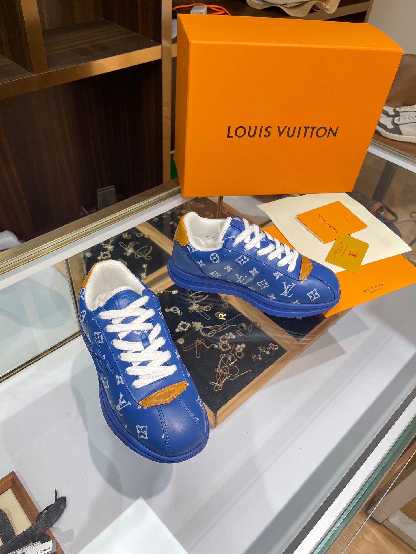 Louis Vuitton Sneakers - Royal Blue with White LV Monogram