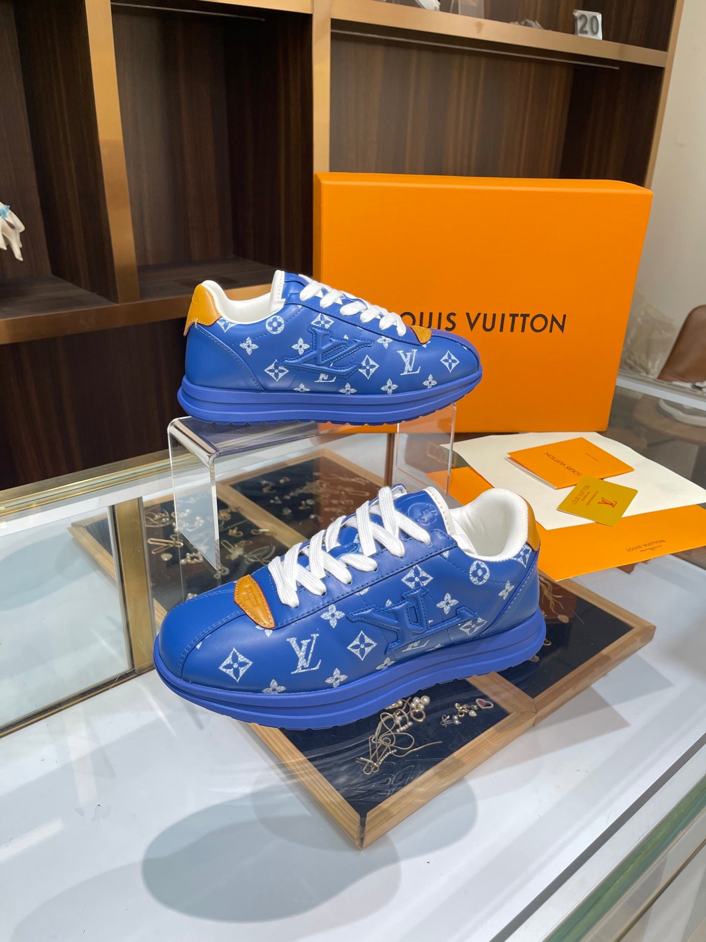 Louis Vuitton Sneakers - Royal Blue with White LV Monogram